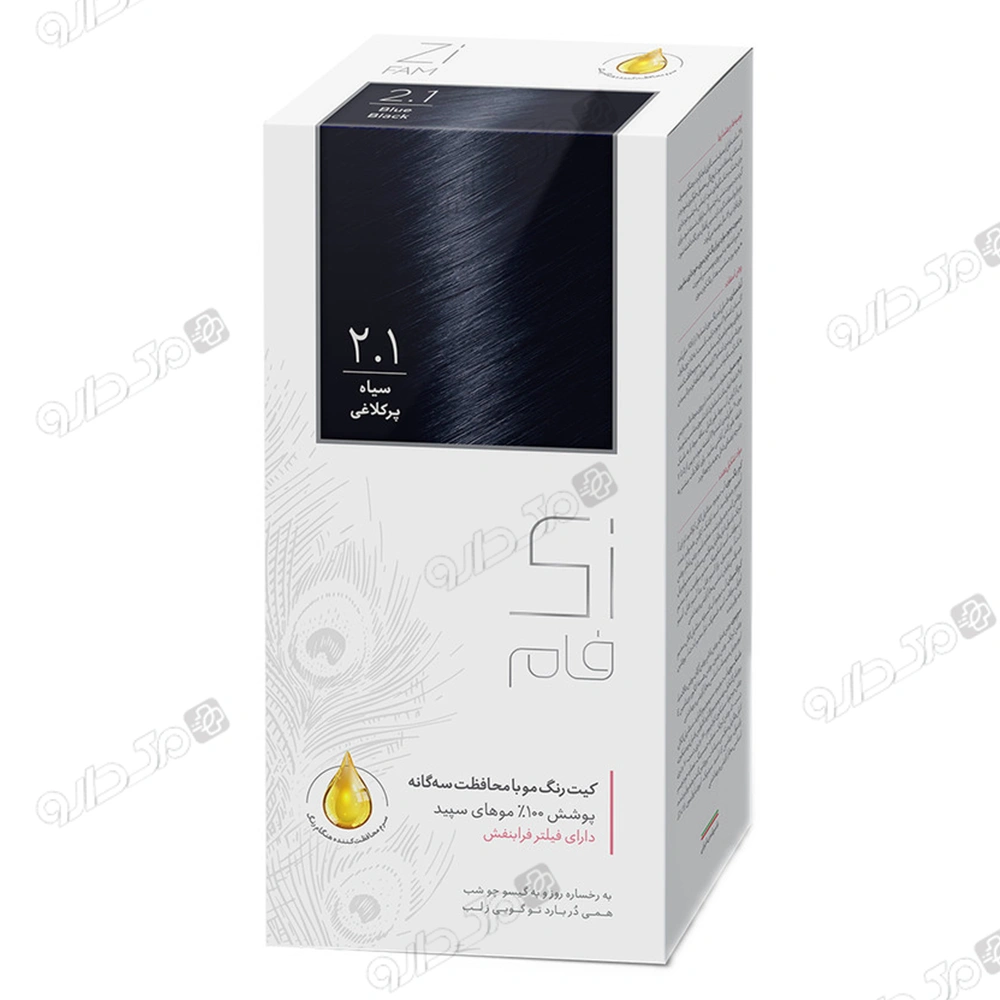 کیت رنگ مو شماره 2.1 سیاه پر کلاغی زی فام